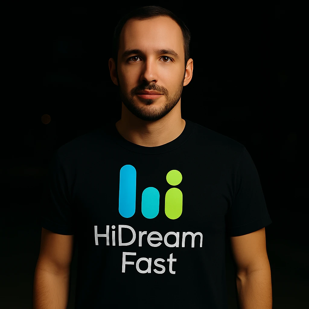 man wearing tshirt with this logo, dark night background with dim , add fast below logo, make man fit into image, add fast insead pf the dev keep rest same emoji