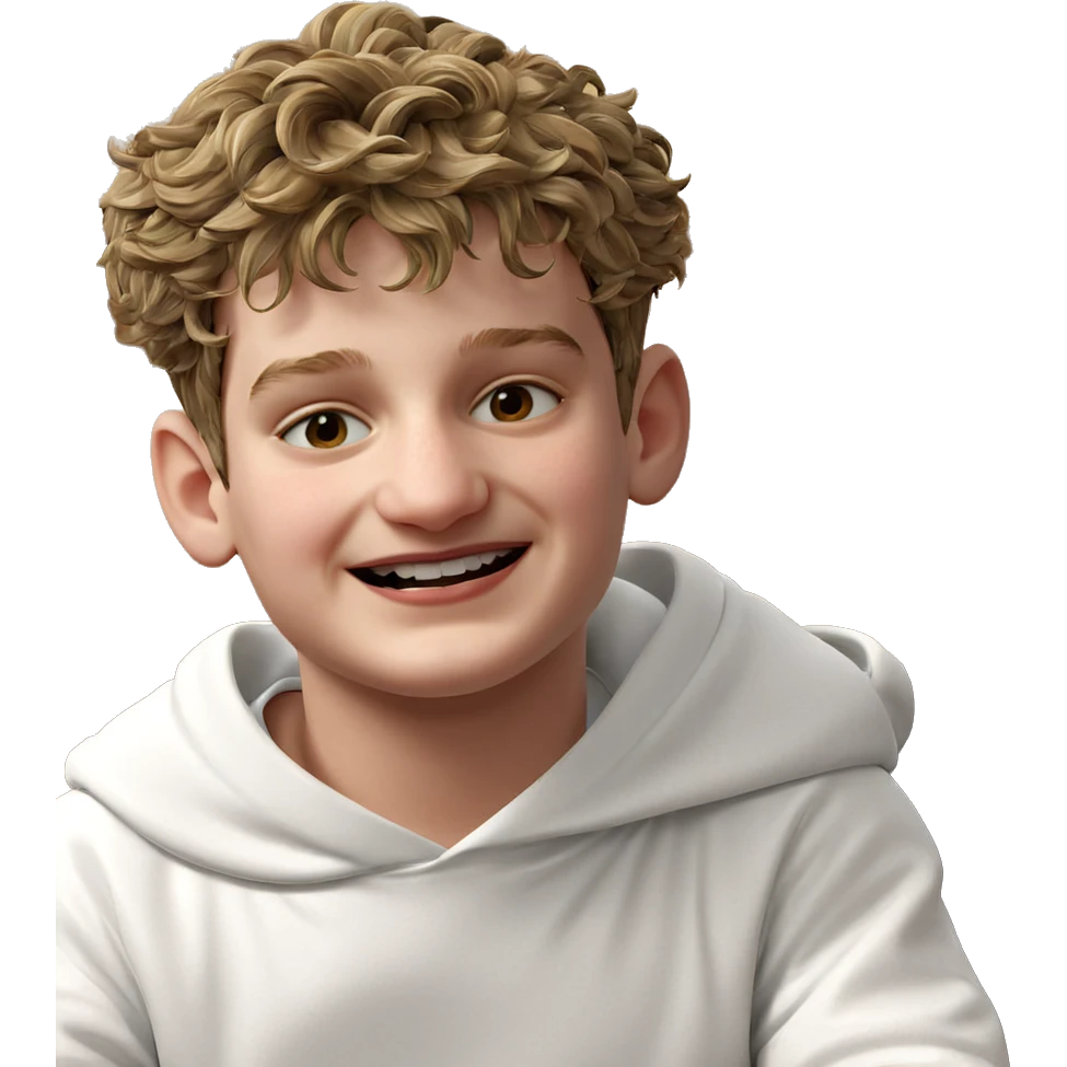 happy boy in white hoodie emoji