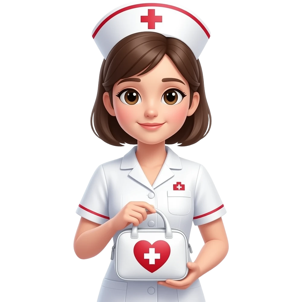 Donde refleje BRINDAR CUIDADO HUMANITARIO, haz a una enfermera bonita donde refleje amor y cuidado, que tenga que ver con salud, bonito y fuera de lo común como si la idea hubiese sido mía que no sea algo común sino algo wow emoji