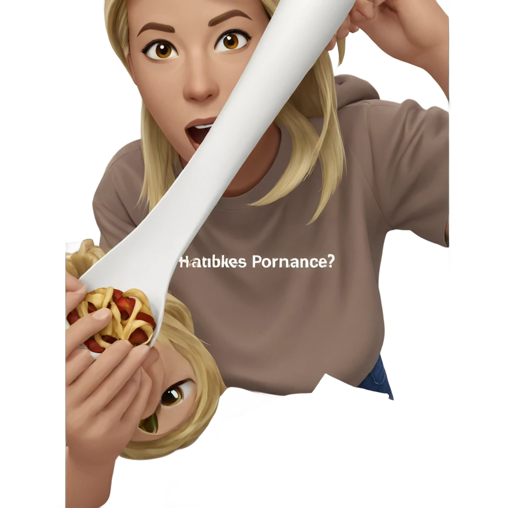 blonde girl enjoying food pov emoji