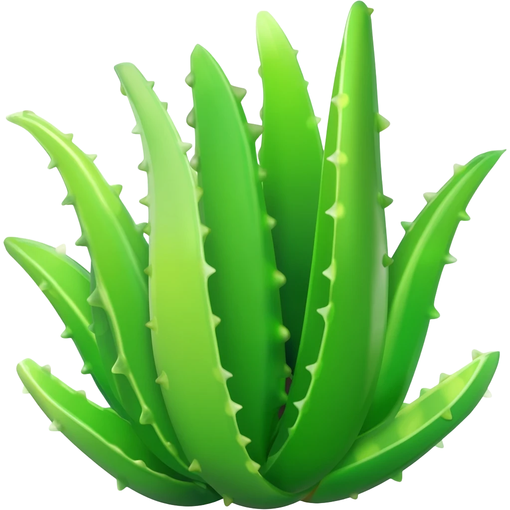 Cinematic Realistic Aloe Vera Emoji, Plump and succulent, with thick, fleshy leaves and spines. cut, with transparent gel emoji