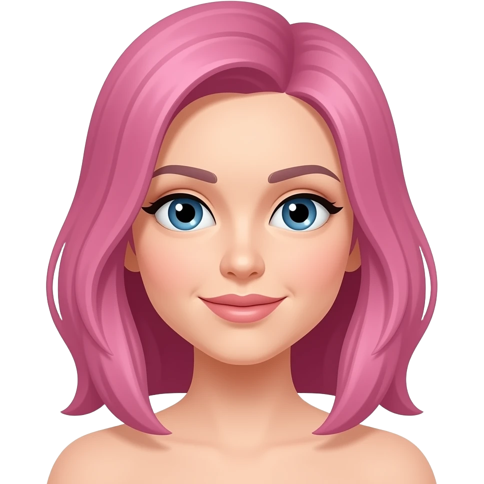 woman shoulder length pink hair emoji