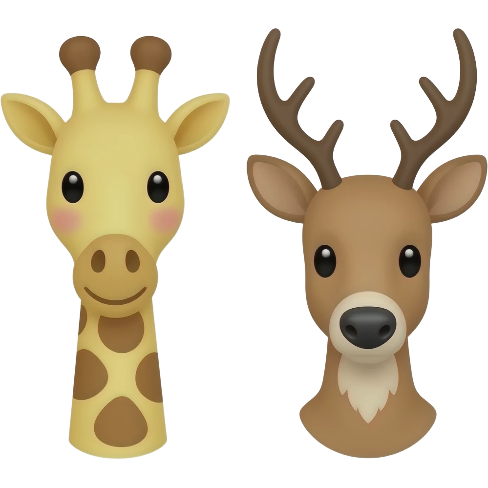 Einfacher Giraffenkopf und Elchkopf mit Herzchen emoji