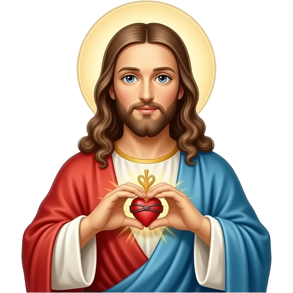IMAGEN Sagrado corazon de jesus y con sus manos armando un corazon  y una mariposa emoji