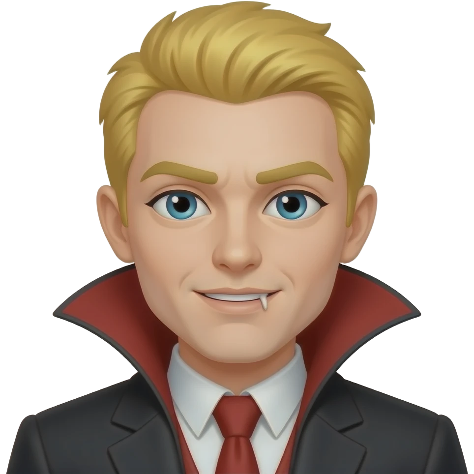 kind peach colour vampire king with yellow short hair emoji