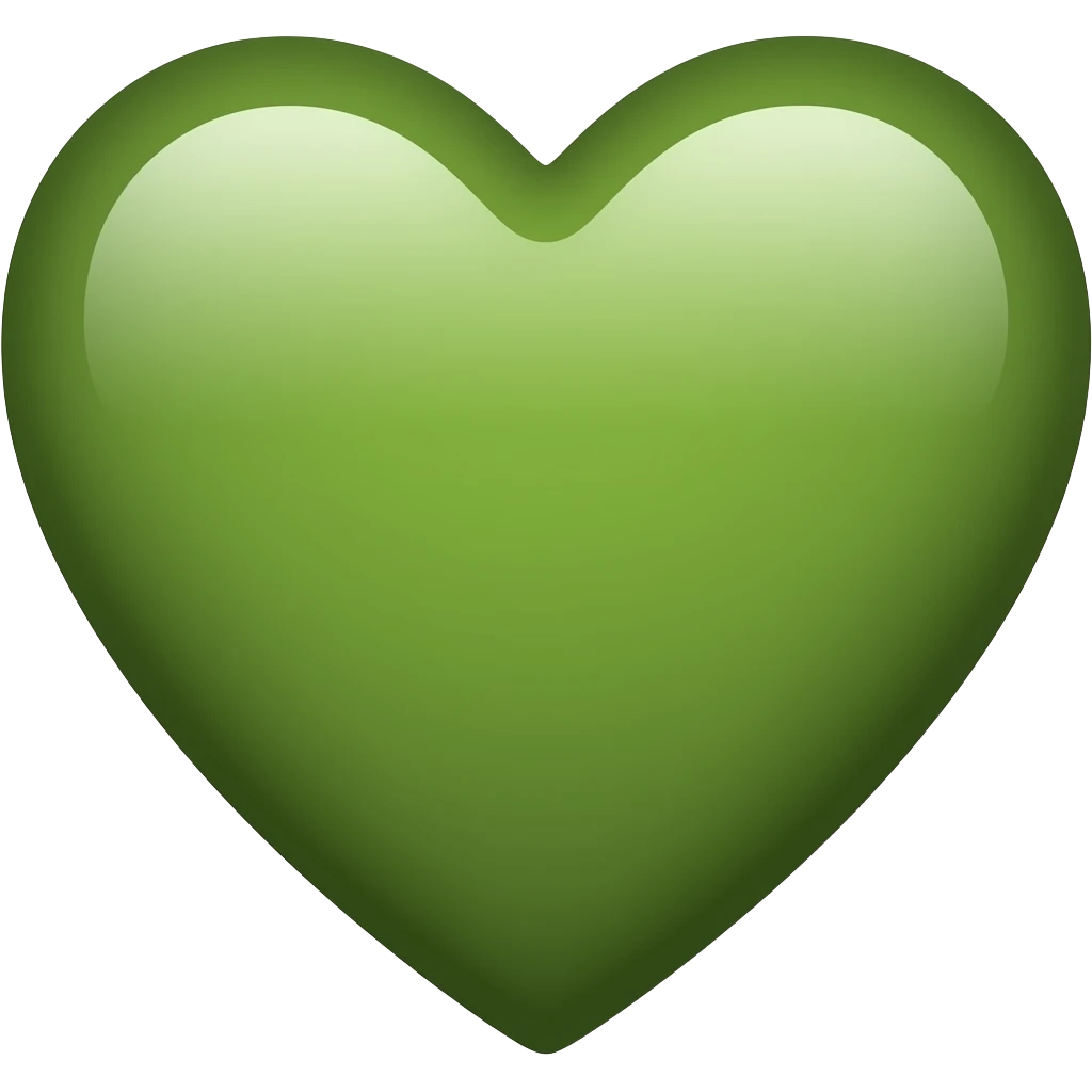 olive green color half heart emoji