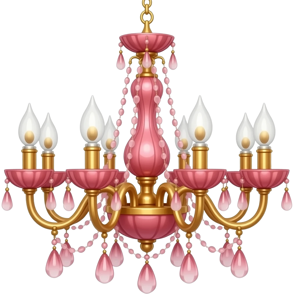 Reddish-pinkish and gold and white warm-colored romantic chandelier emoji