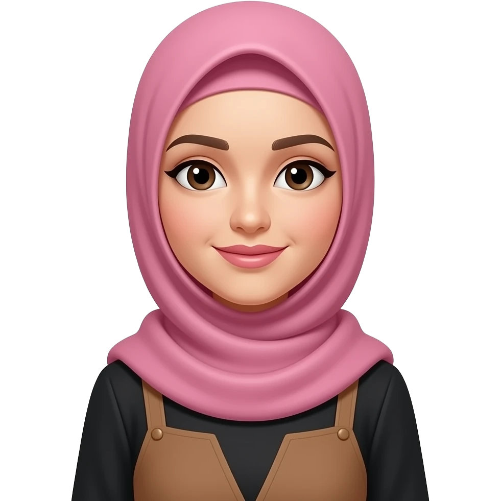 Pink hijab white skin pink naturally lips black brown dress emoji