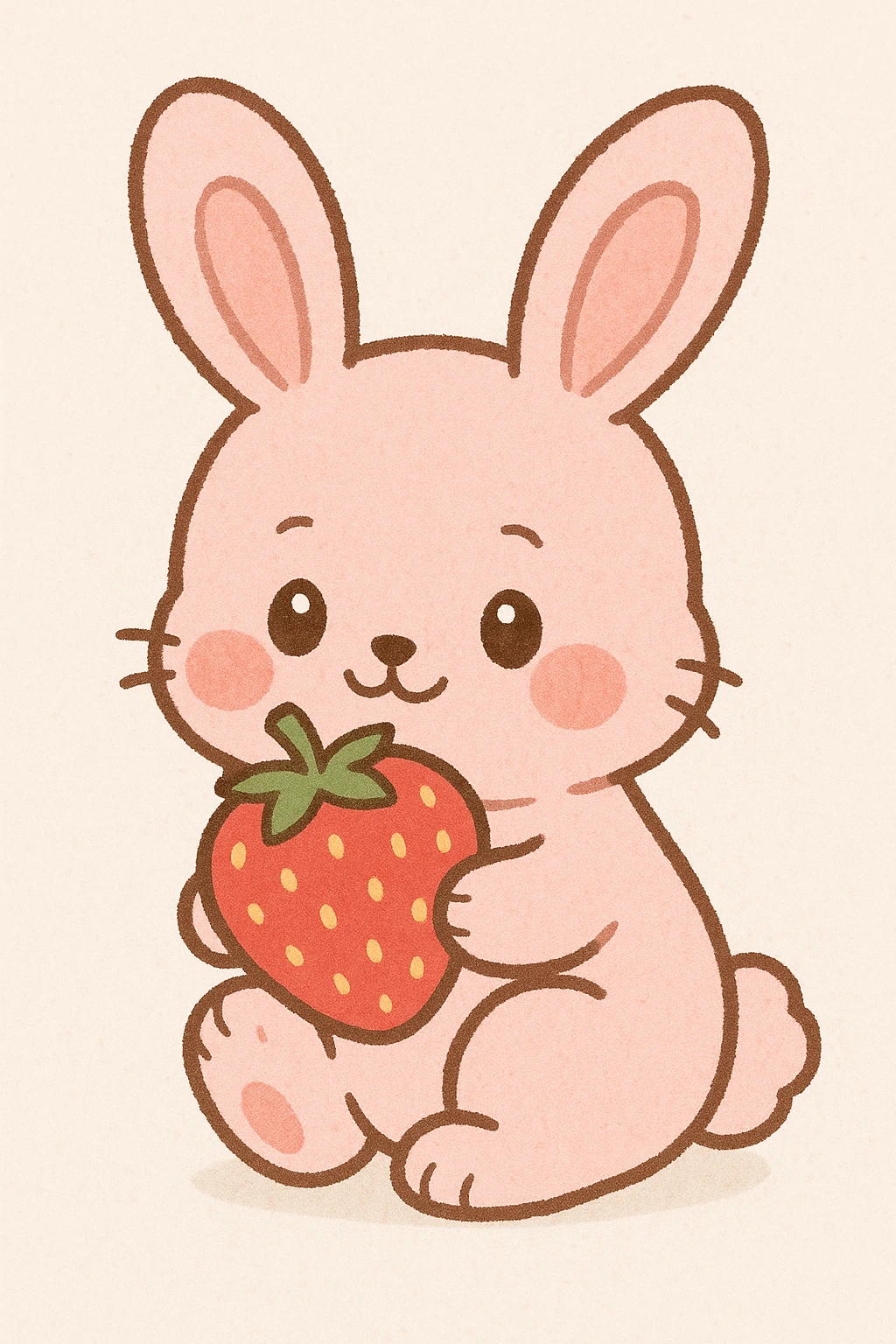 pink bunny holding strawberry emoji