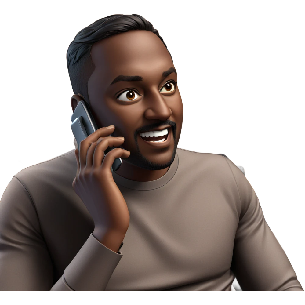 dark-skinned male on phone emoji
