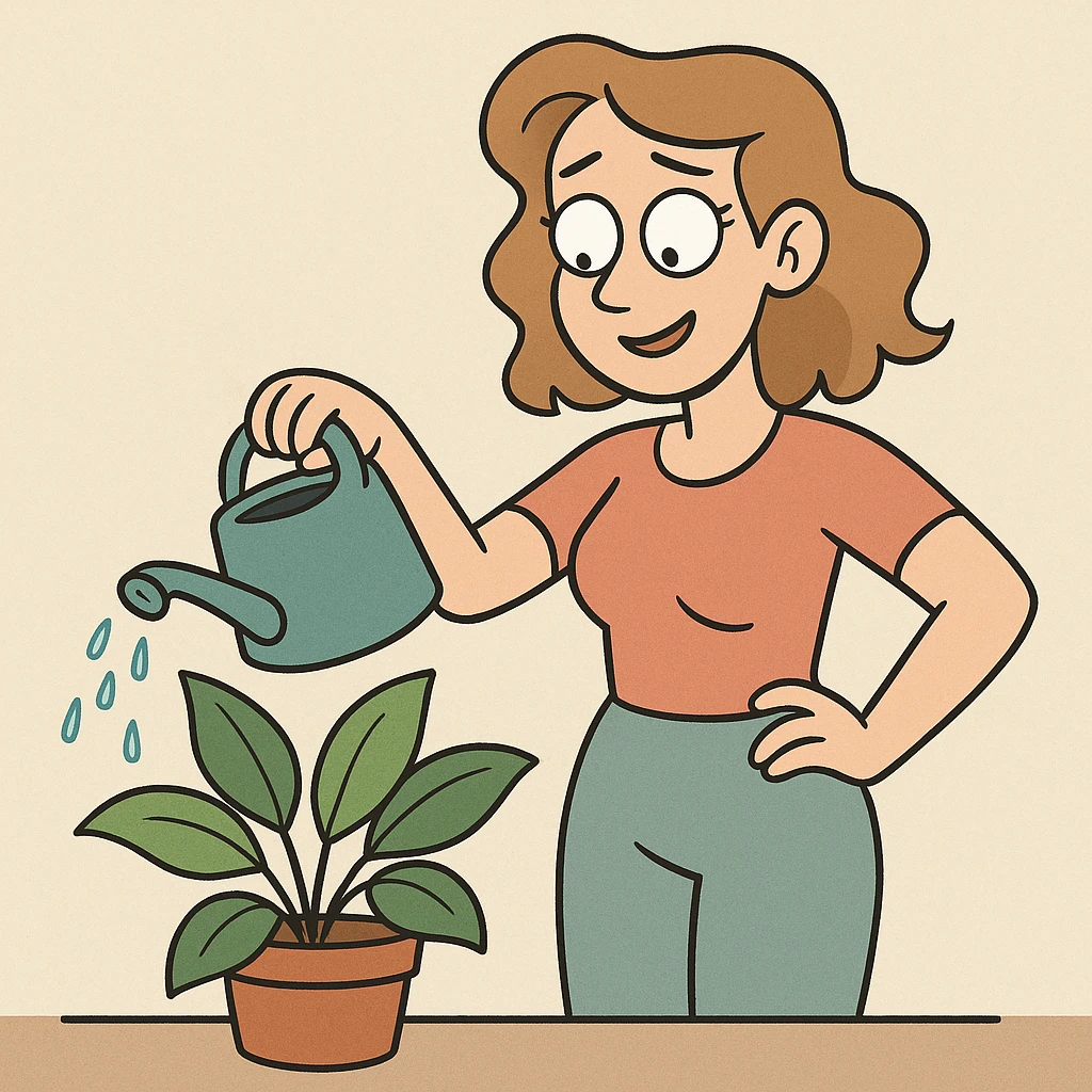 woman watering a plant emoji