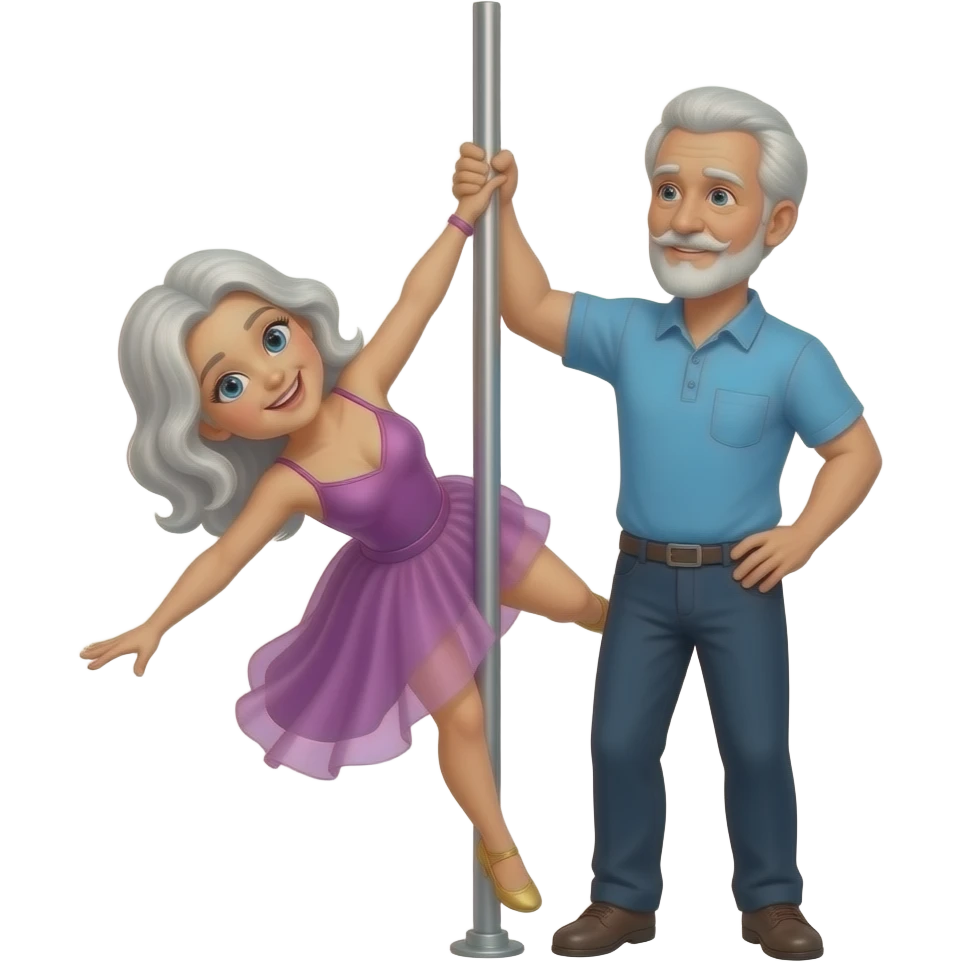Hombre y abuelo haciendo pole emoji