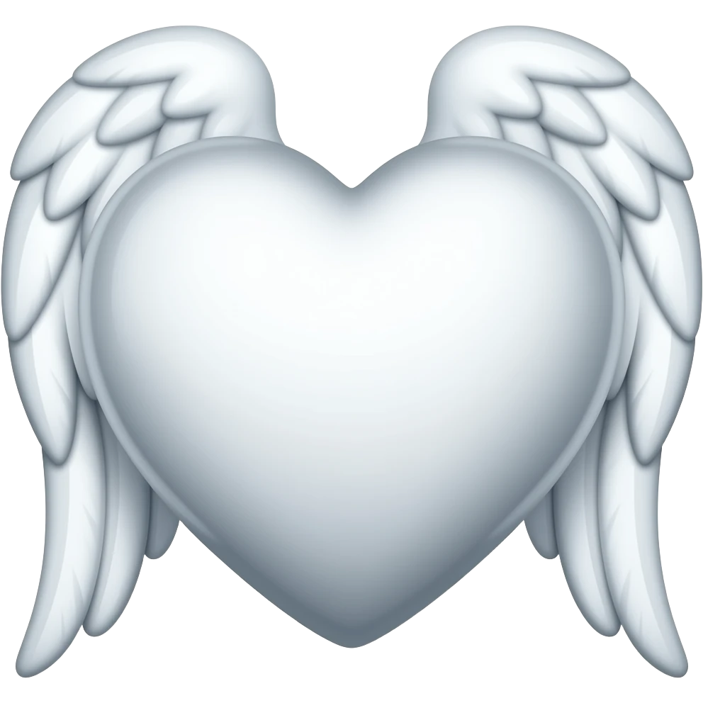 Cuore bianco con ali per defunto emoji