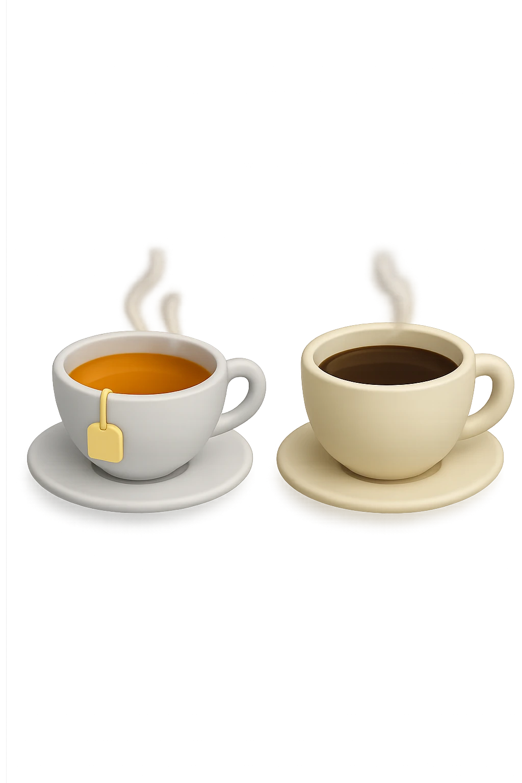 emoji 3d stile iphone che rappresenta una tazza di thè accanto ad una tazzina di caffè 3d emoji