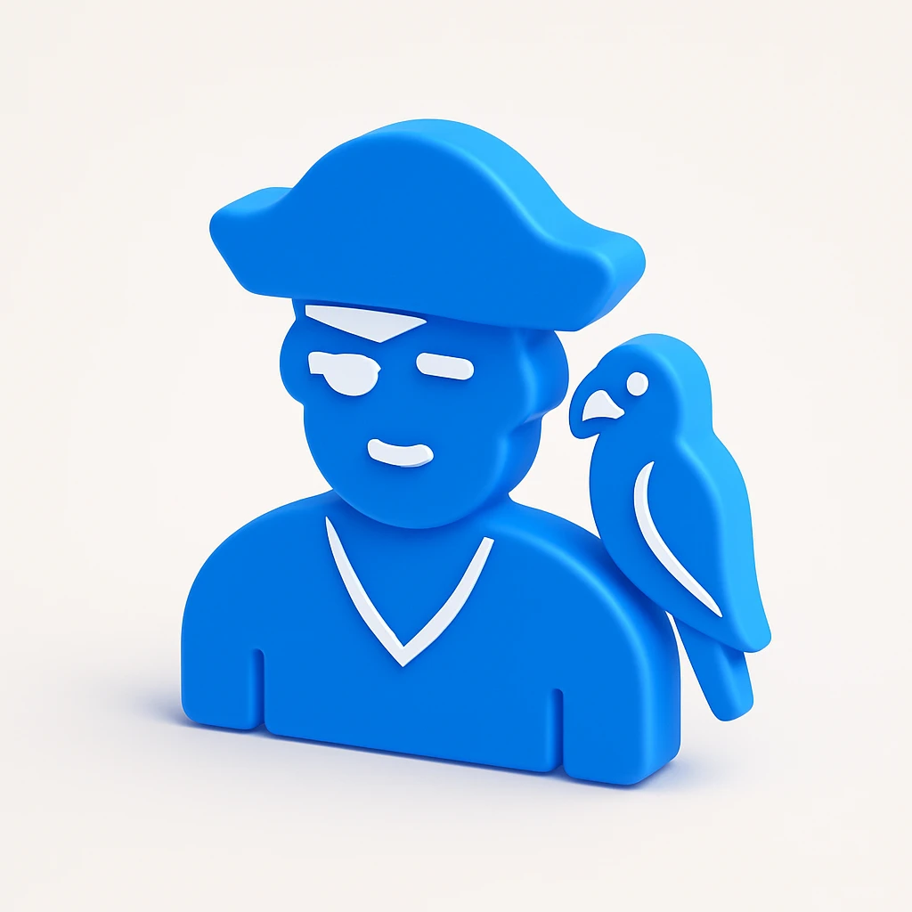 pirate with eye patch and parrot emoji