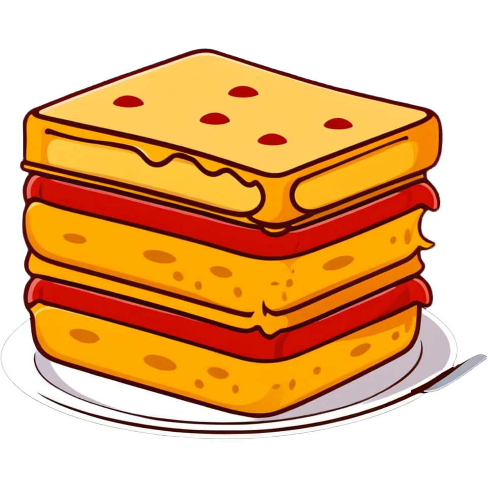 A slice of lasagna with cheese pulling and tomato sauce visible between layers emoji