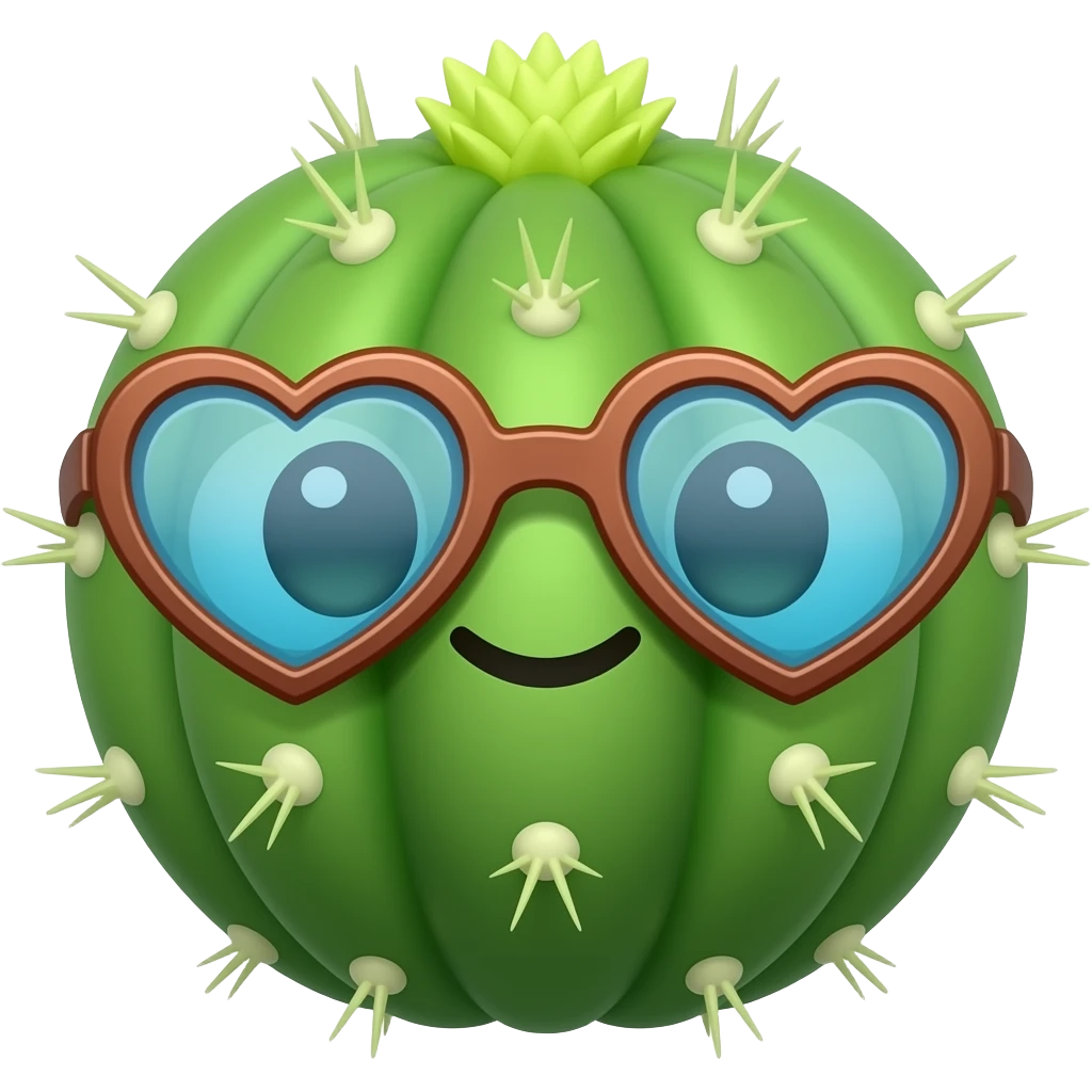 Cactus with heart glasses emoji