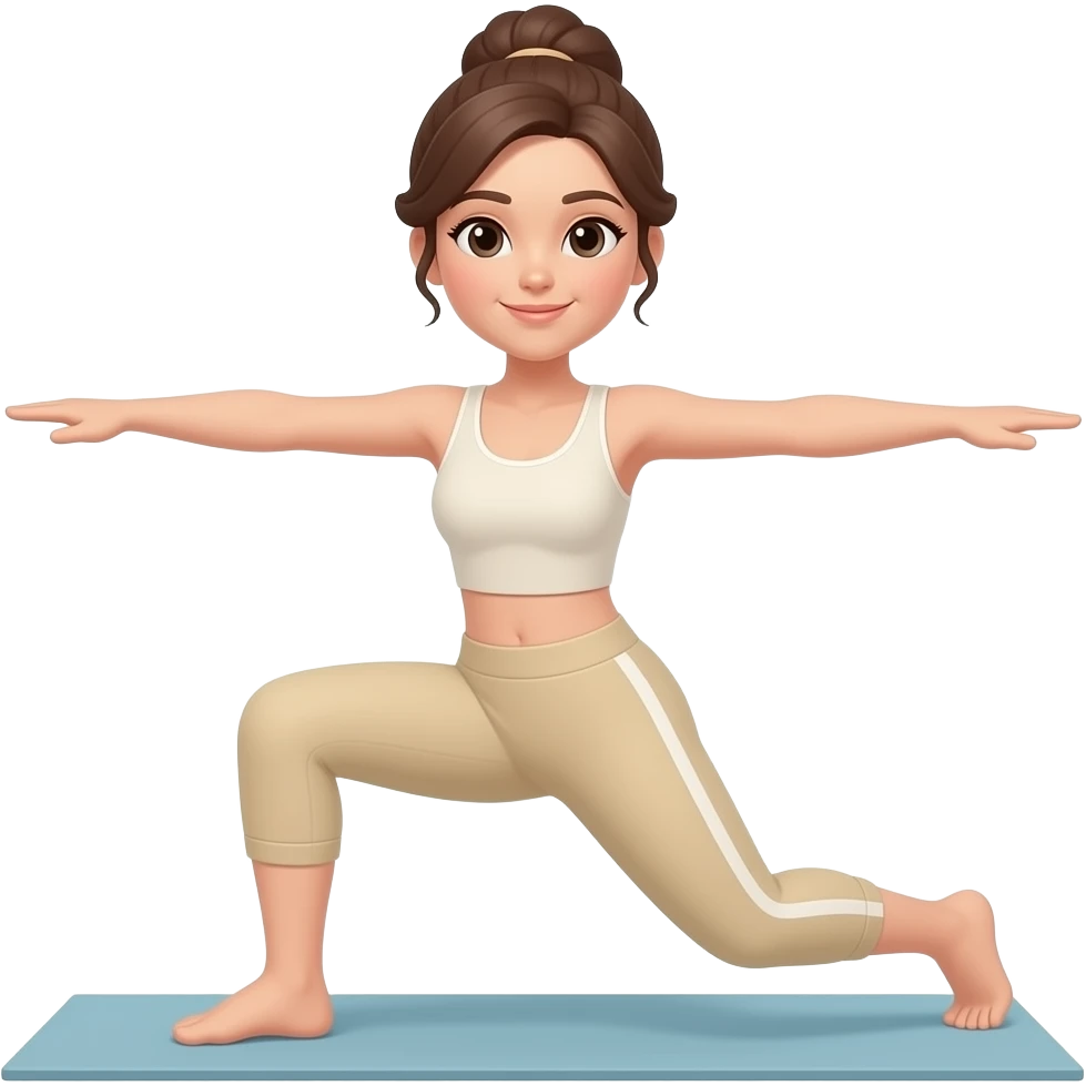 Mujer haciendo ejercicio con ropa beige emoji