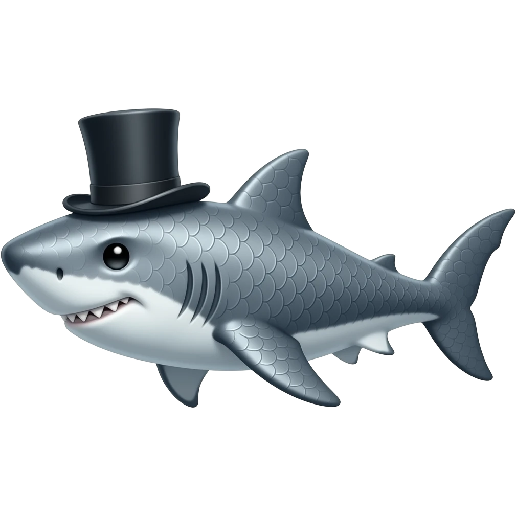 Shark with a top hat emoji