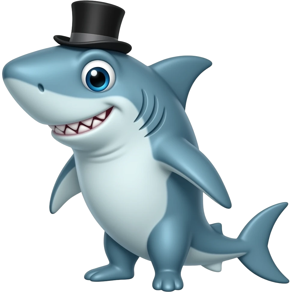 Shark with a top hat emoji
