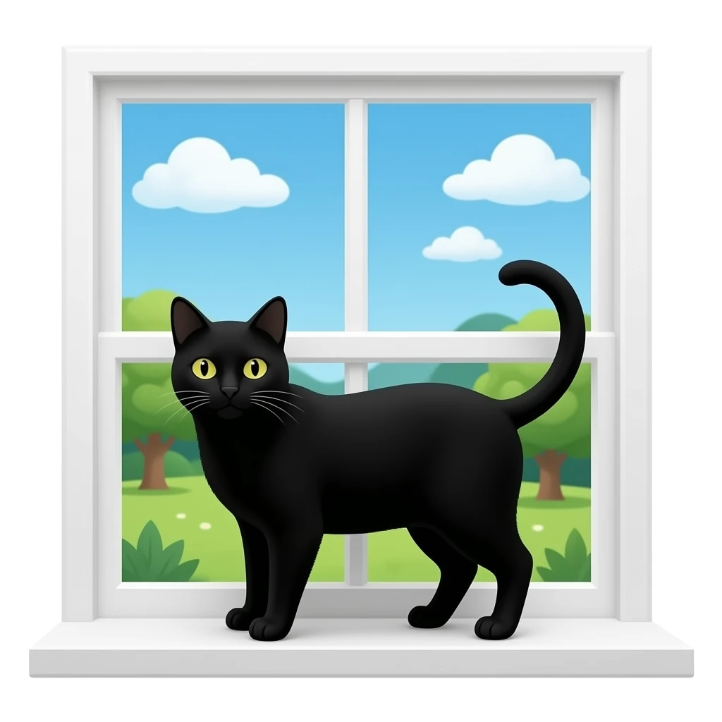 A black cat in the window emoji