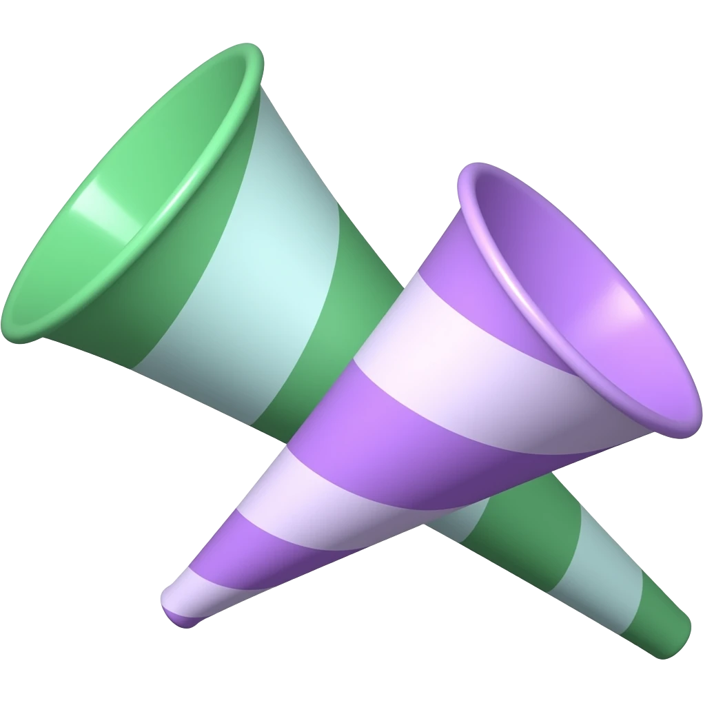 green purple  Party horns soft paster colour emoji