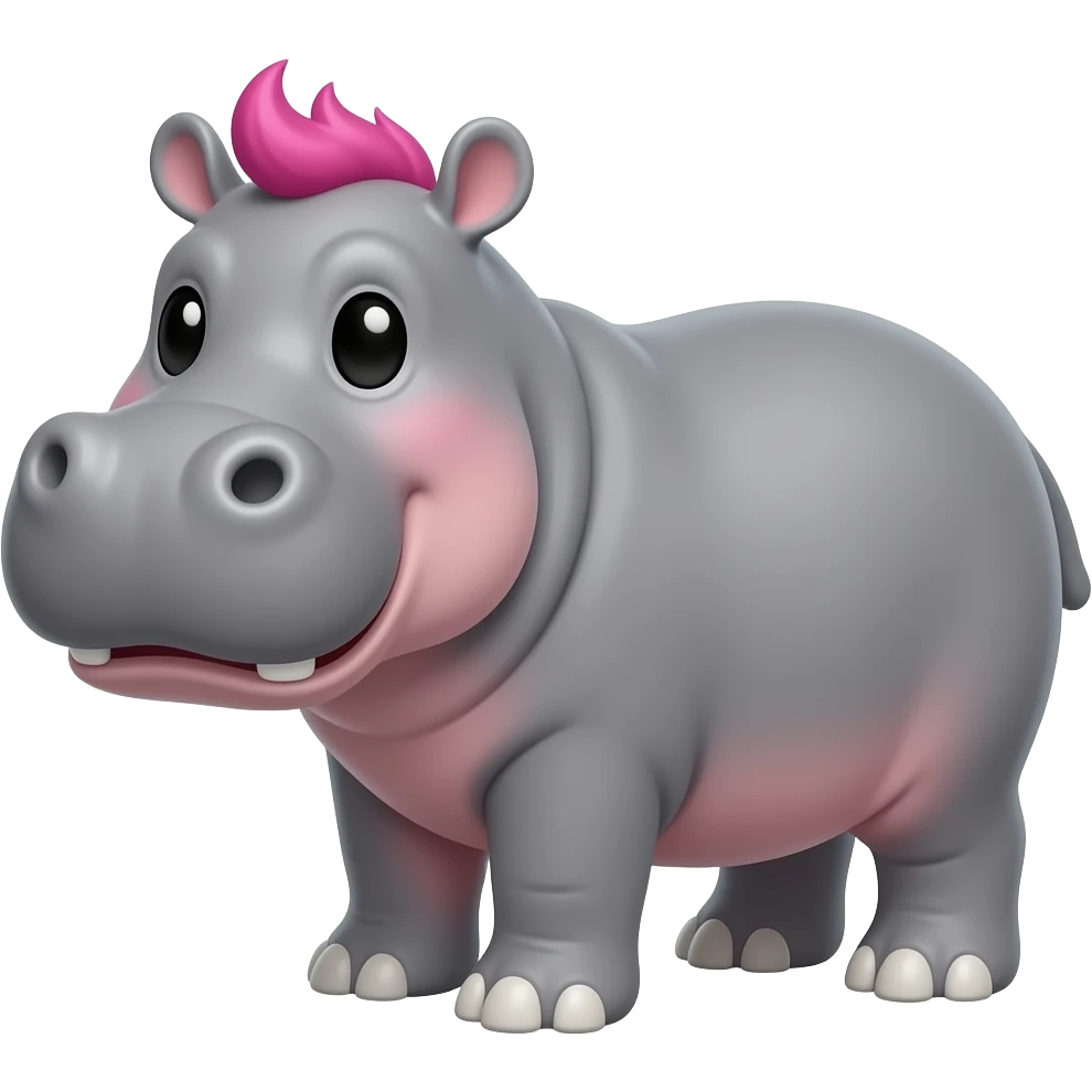 hippo with pink hair emoji