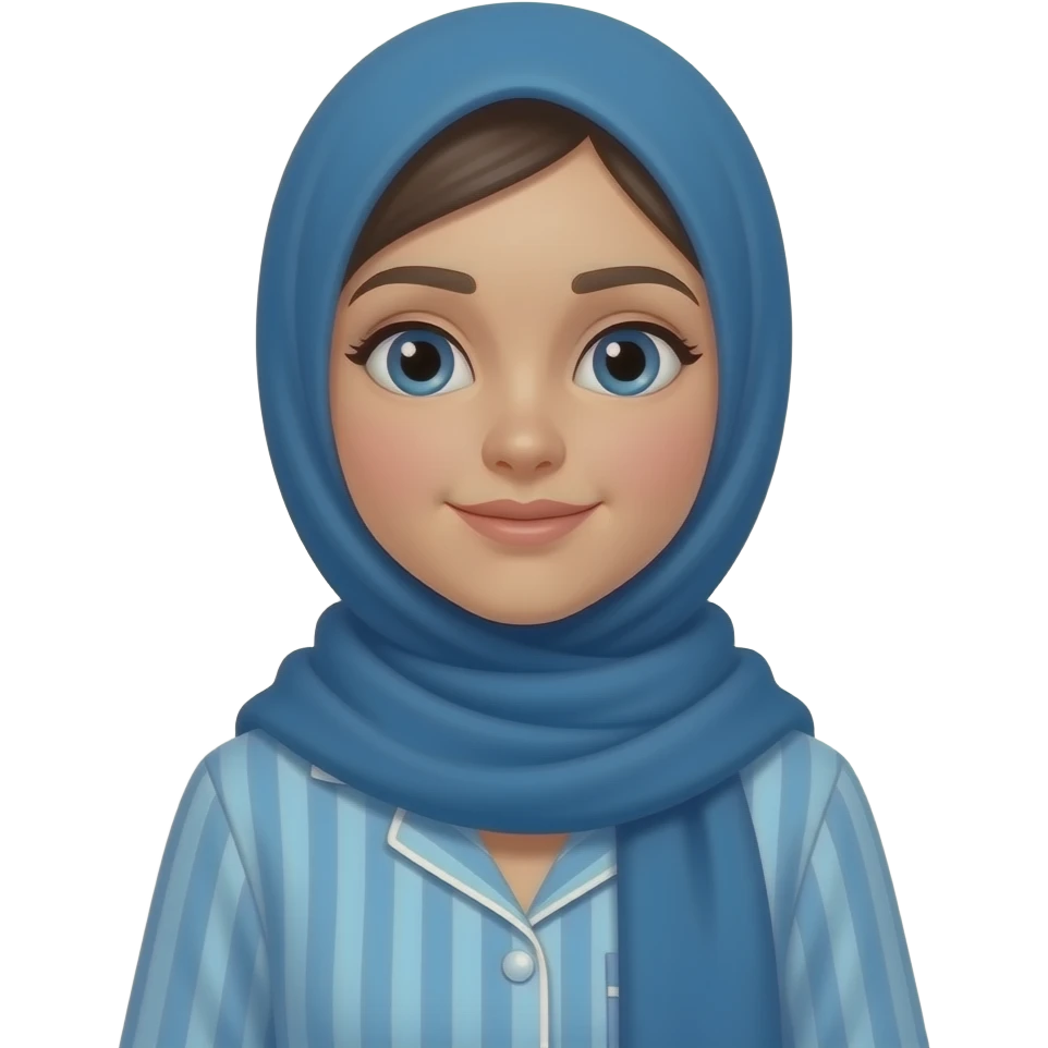 Blue Pajama terno with hijab white girl emoji