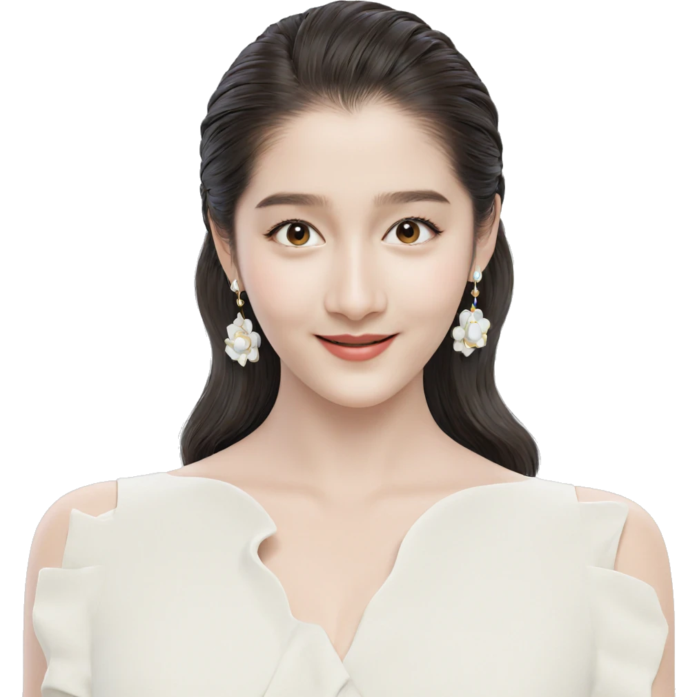 smiling girl in elegant dress emoji