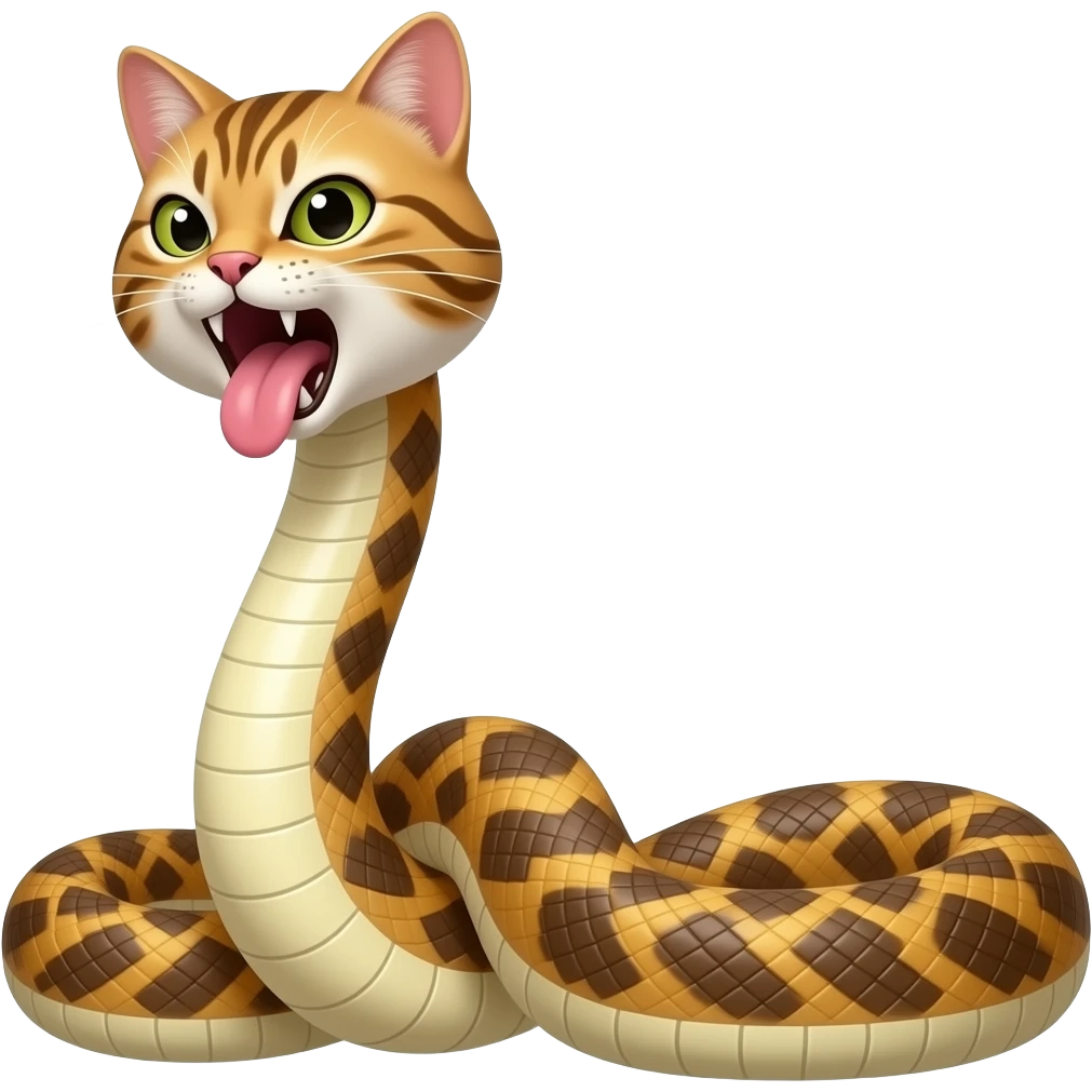 body of a cobra and the head of a much angrier kitty hybrid, with the tongue hanging out emoji