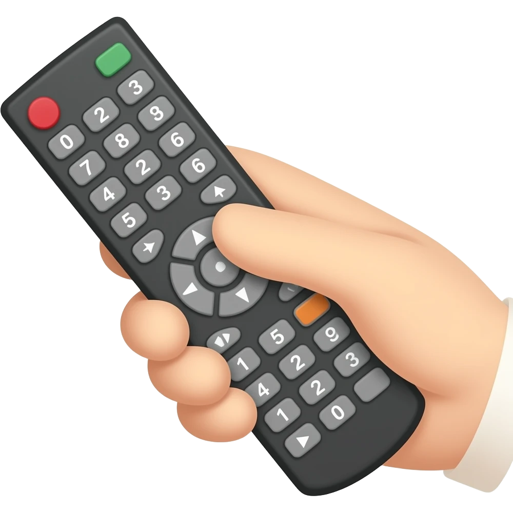 hand holding tv remote emoji