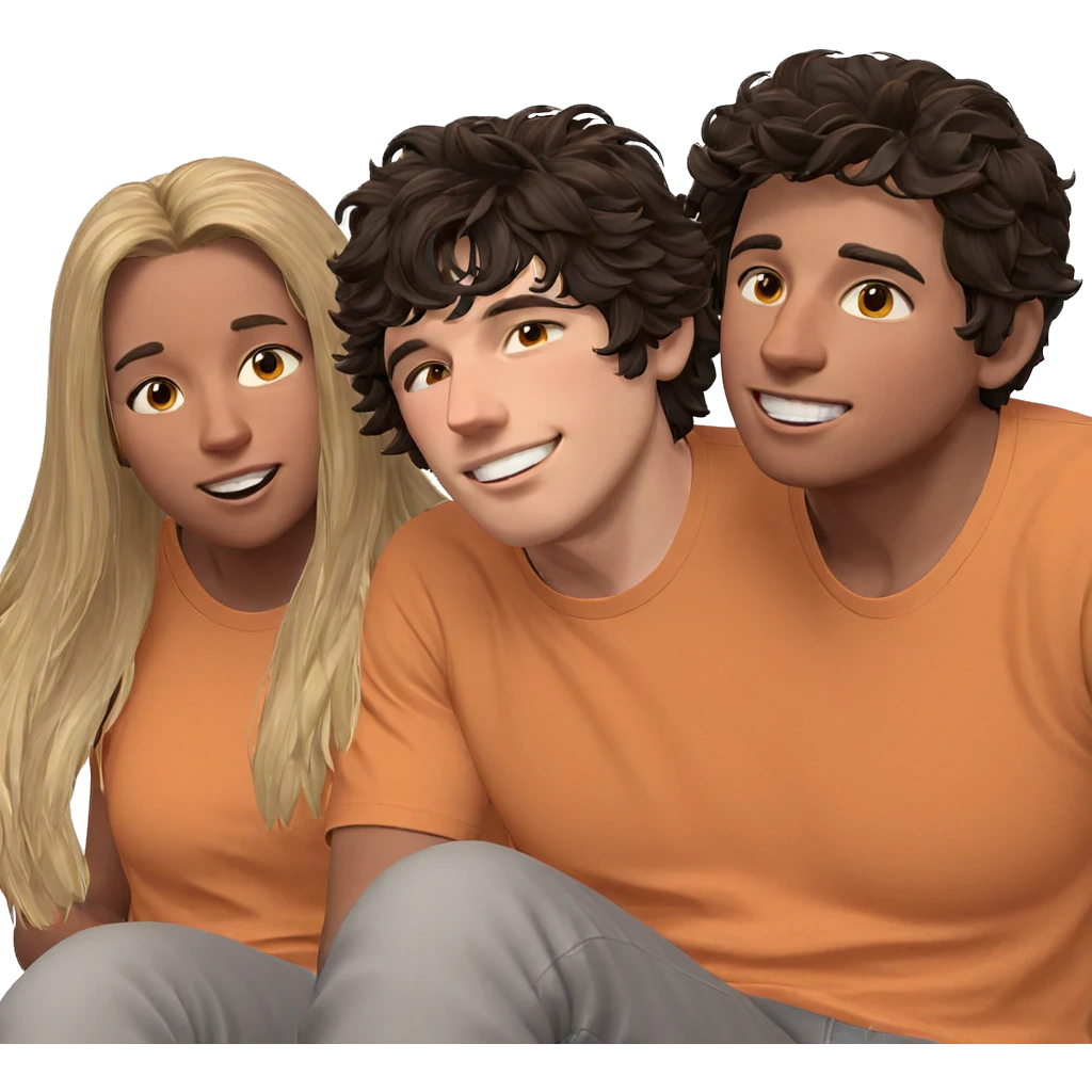 twins bonding in simple setting emoji