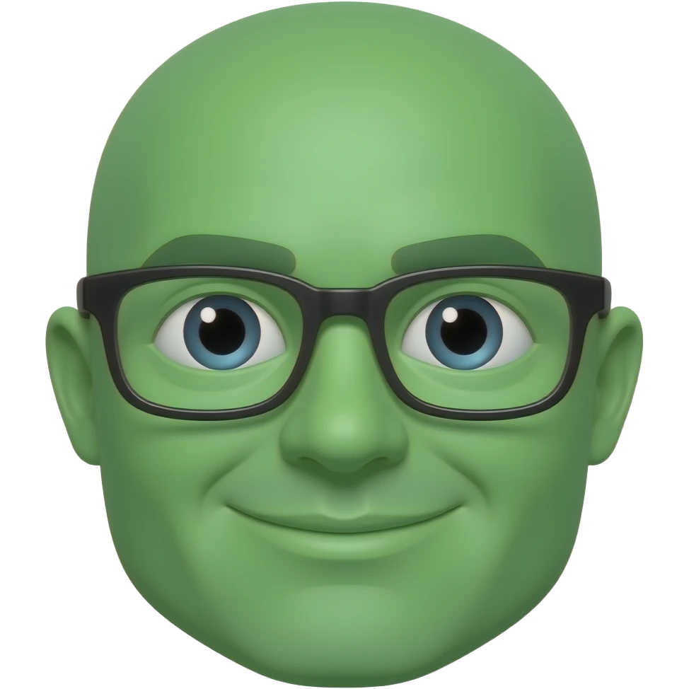 Azme un emoji verde con gafas. emoji
