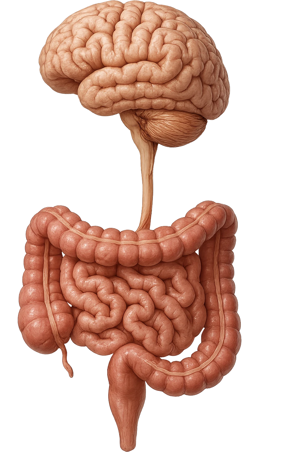 intestino e cervello sono collegati verticalmente, iperrealistico 4k emoji