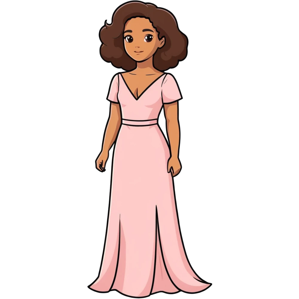 vintage rococo mixed woman with brown hair and light skin in a light pink beautiful gown emoji