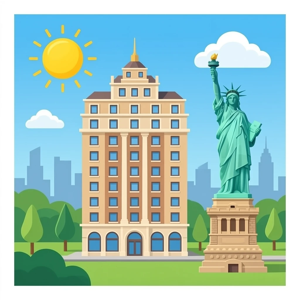HOTEL Building in New York  Statue of Liberty emoji