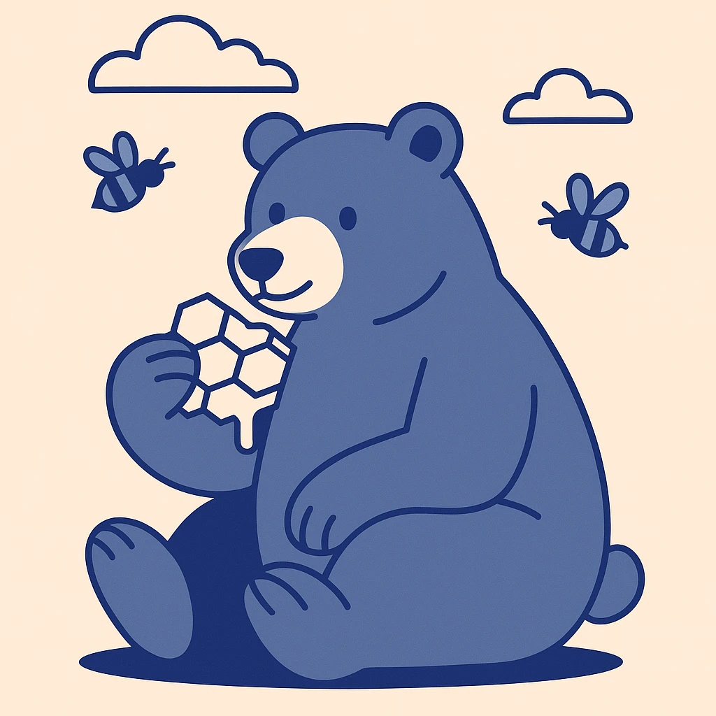 bear eating honeycomb with bees flying around emoji