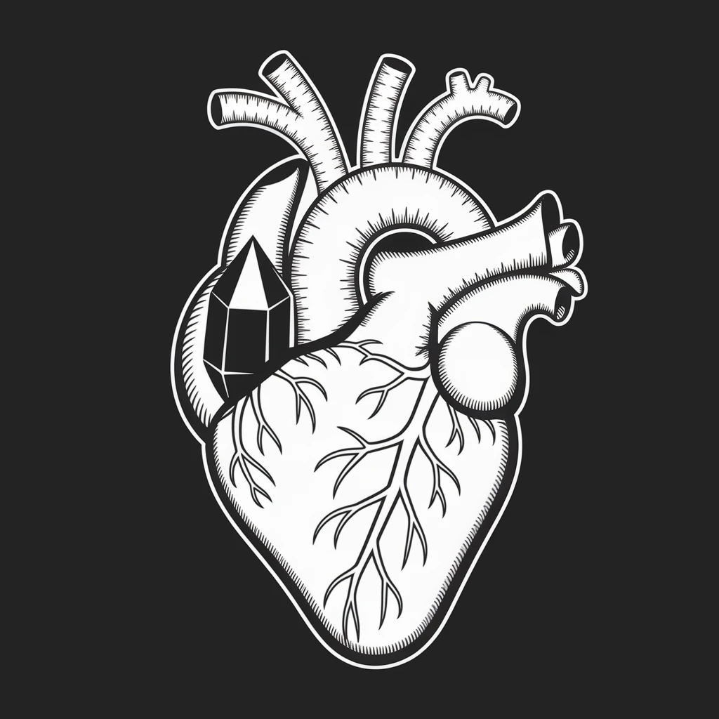 gothic heart with a dark crystal emoji