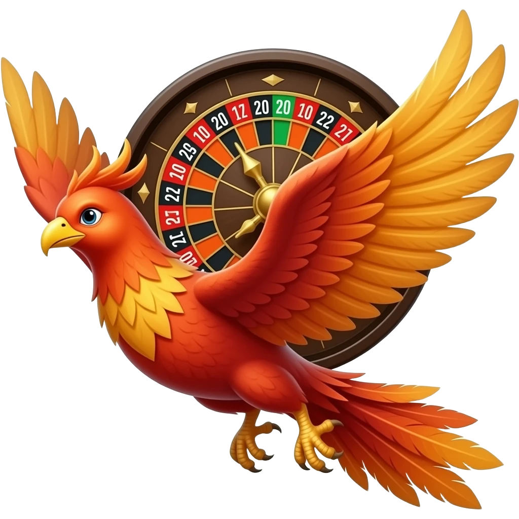 a phoenix flying while carrying a roulette wheel simple emoji emoji
