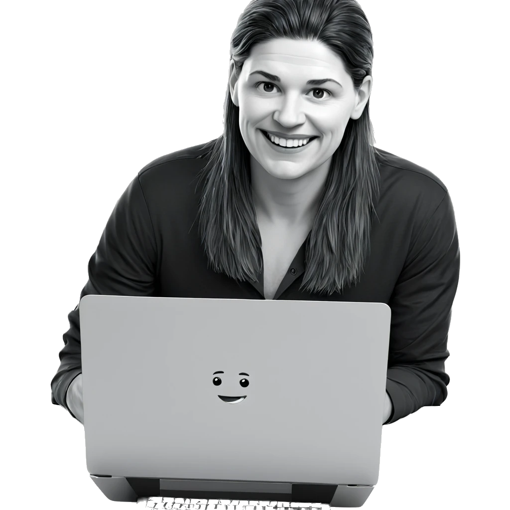 smiling boy with laptop grayscale emoji