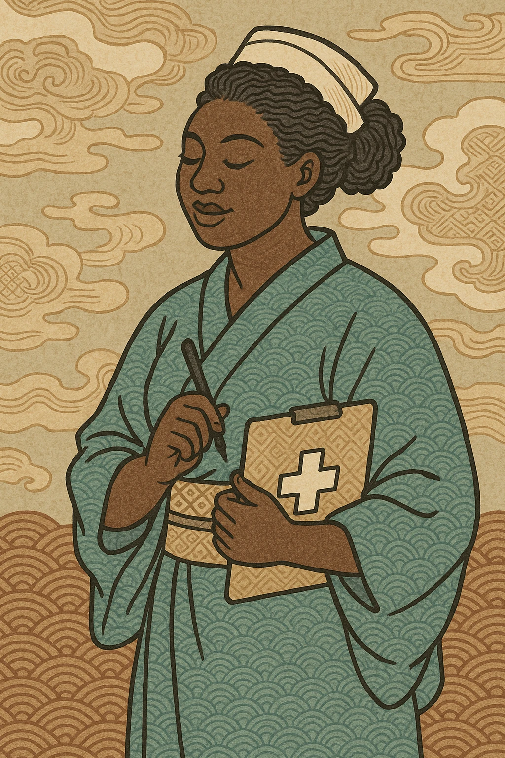 a black female nurse emoji