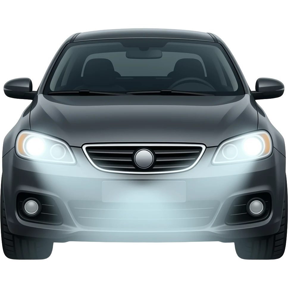 A car light shinning a beam through darkness of the night emoji