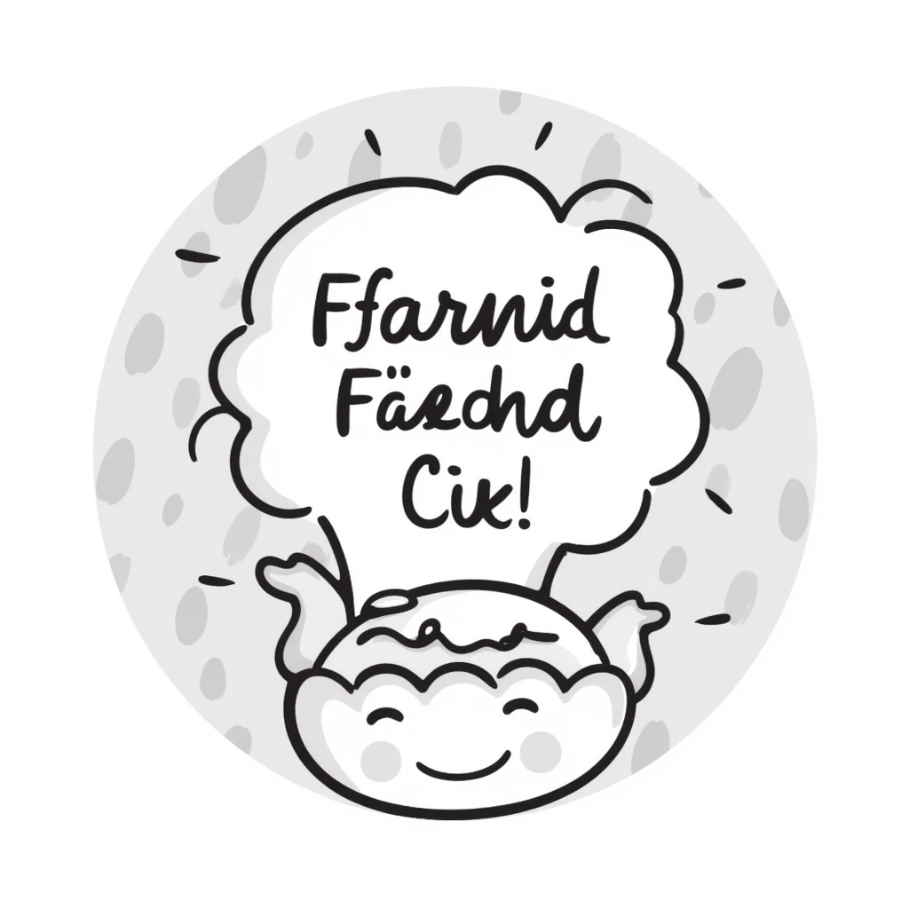 emoji with the text 'Finds IC heraus', handwritten font, casual style, pastel colored background emoji
