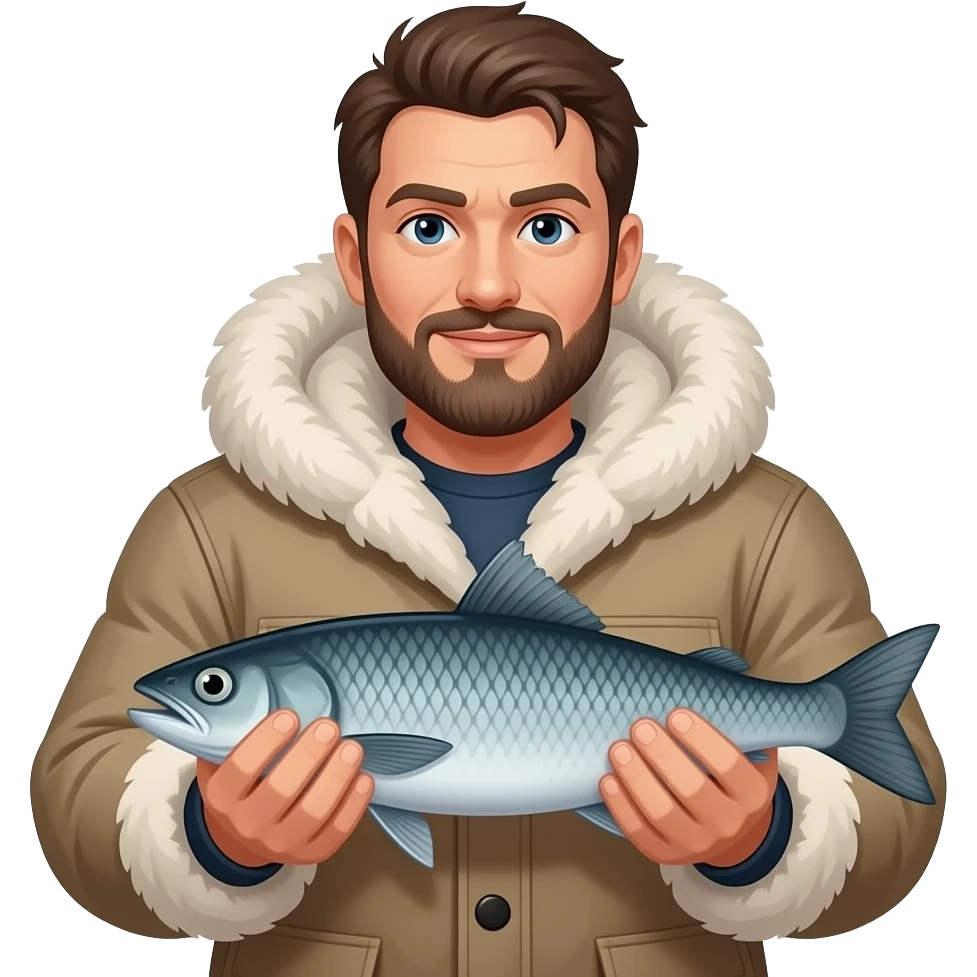 Arctic man holding fish emoji