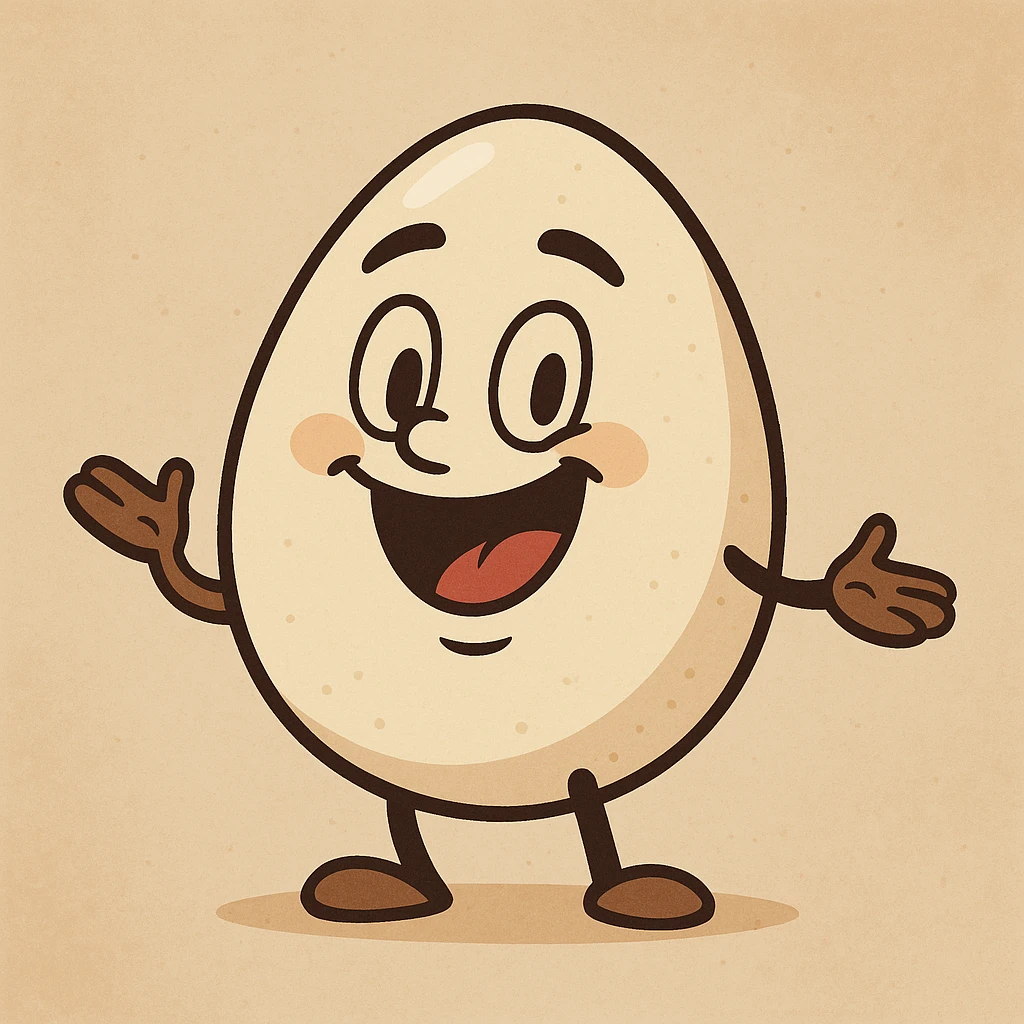 cartoon egg with a happy face, simple style emoji