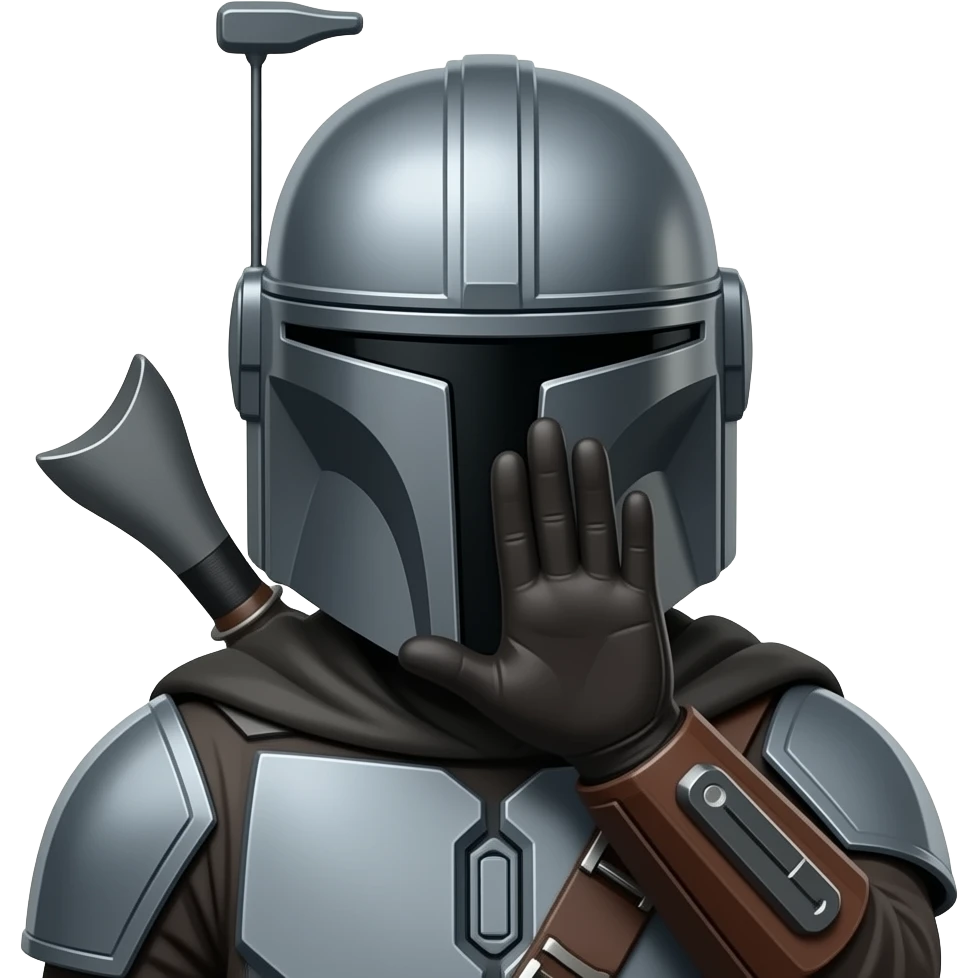 mandolorian palm to face, bowing. head emoji