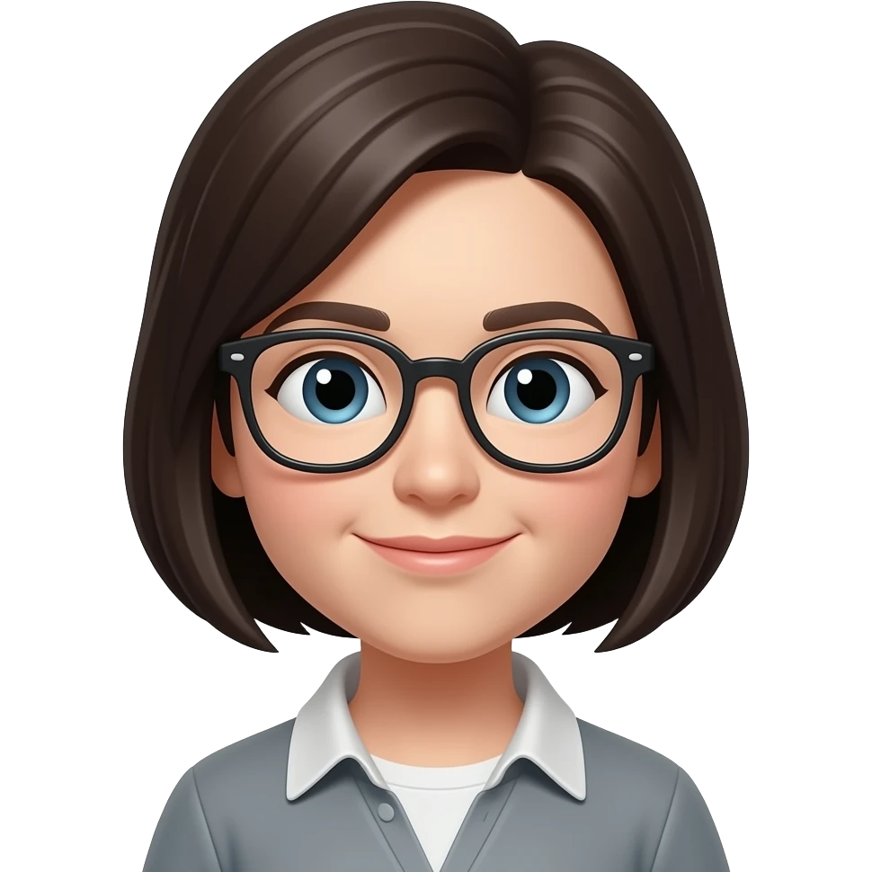 short hair with eyeglass emoji