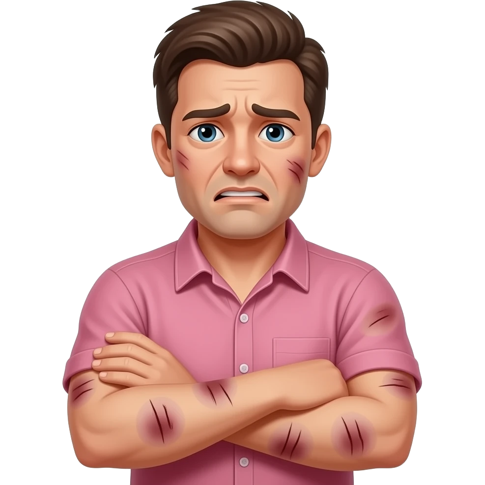 german lots of bruises with pink shirt emoji