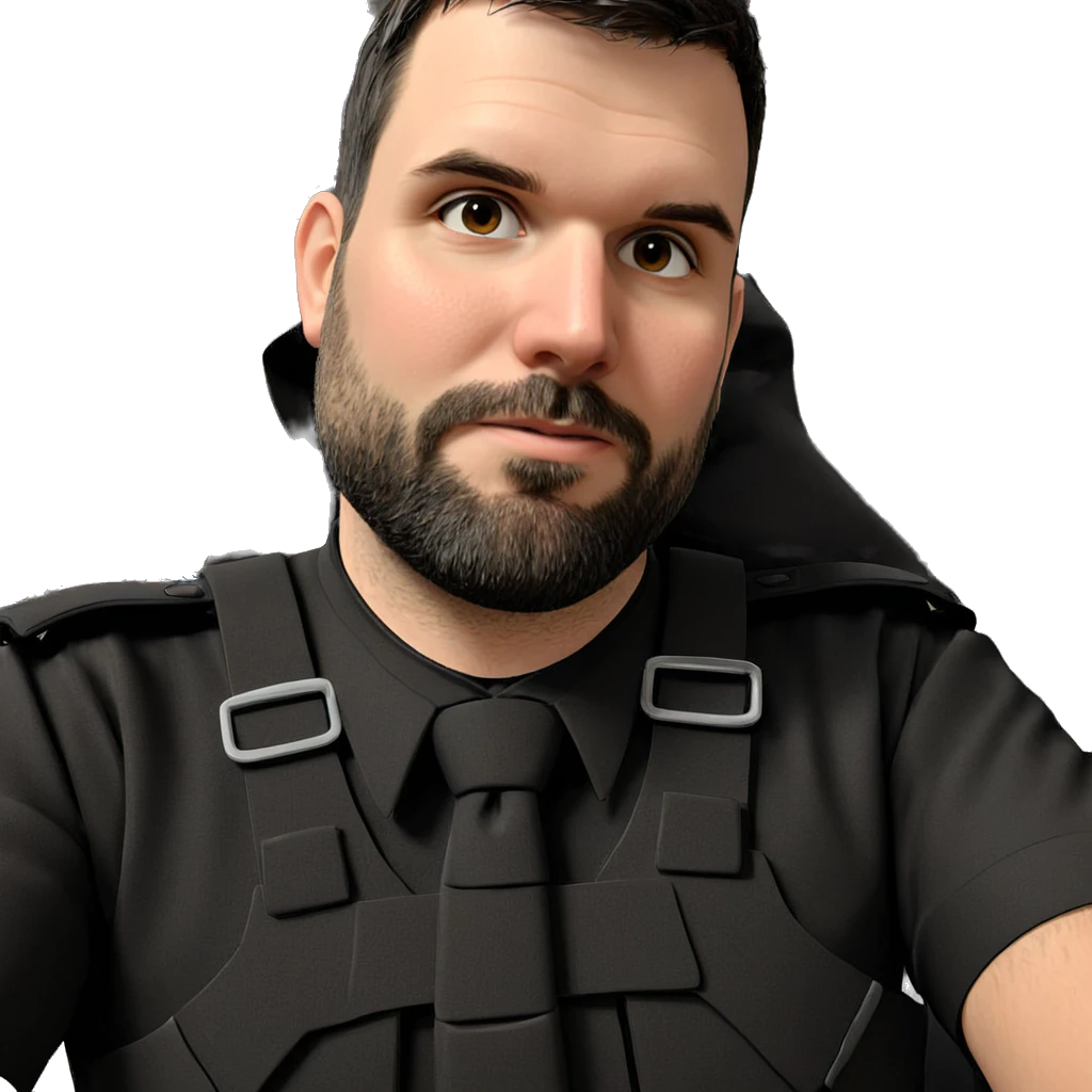 bearded boy in black uniform emoji