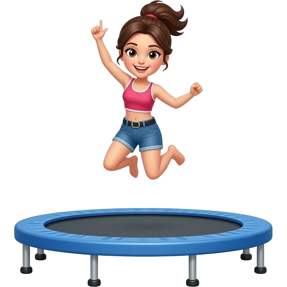 Woman worth brown hair jumping on trampoline emoji